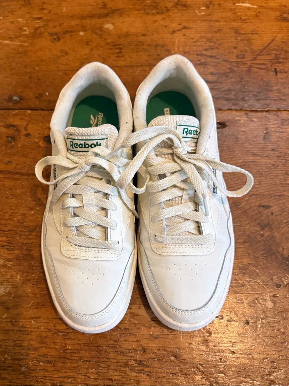 Reebok White Low-Top Sneakers with Green Logo